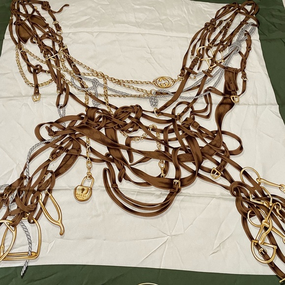 *Authenticated* Gucci Silk Scarf Large Square Equestrian 85th - Picture 5 of 9